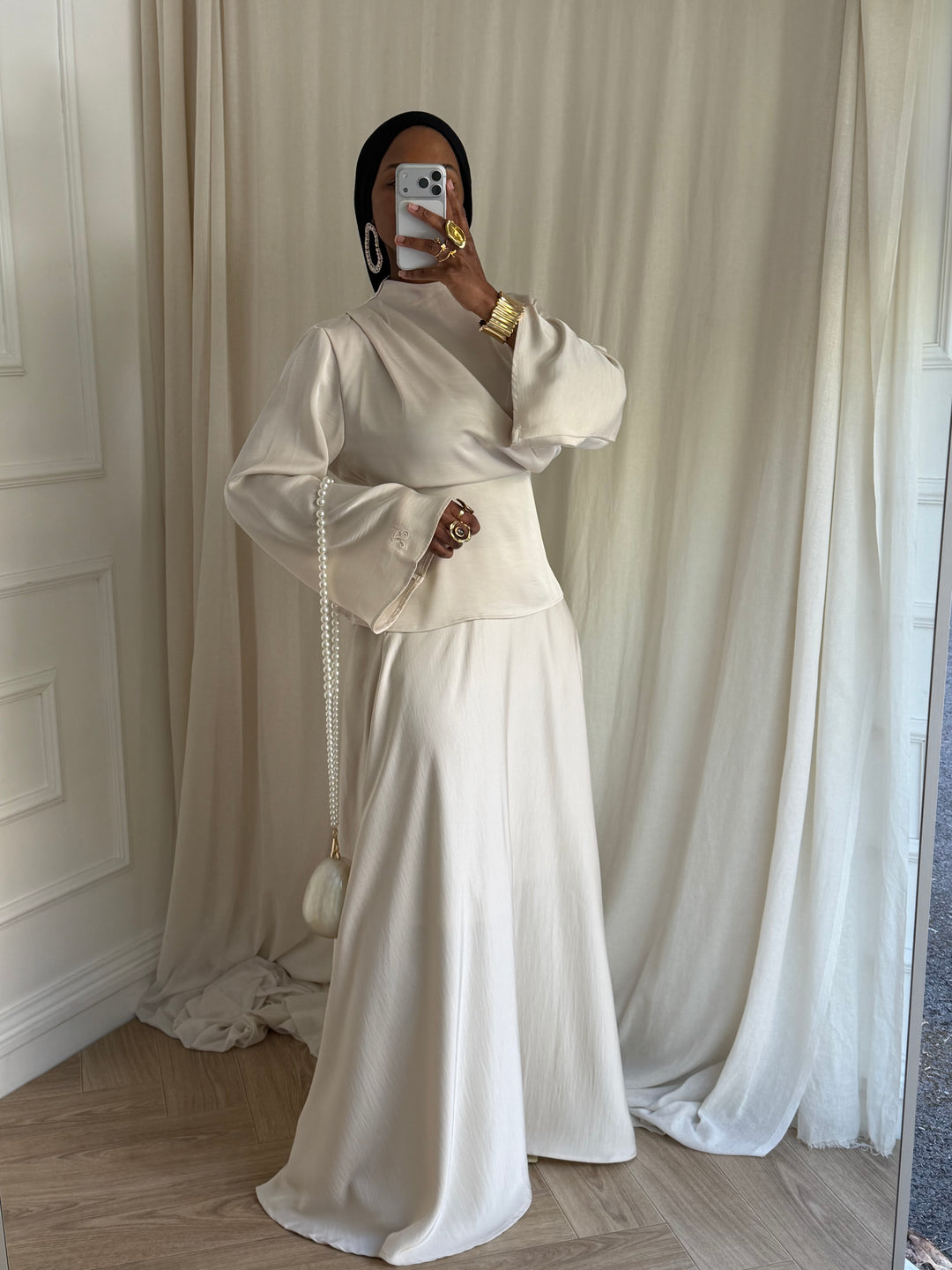 ENSEMBLE JUPE DRAPÉE BEIGE