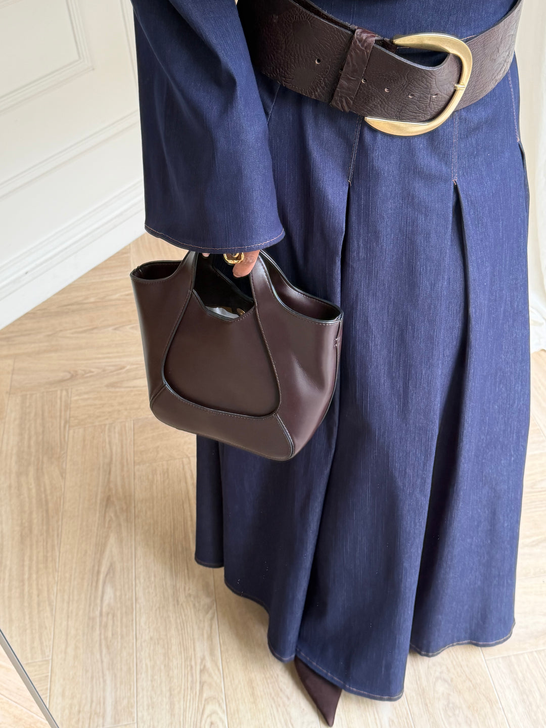 JUPE ÉVASÉE PLISSÉE DENIM
