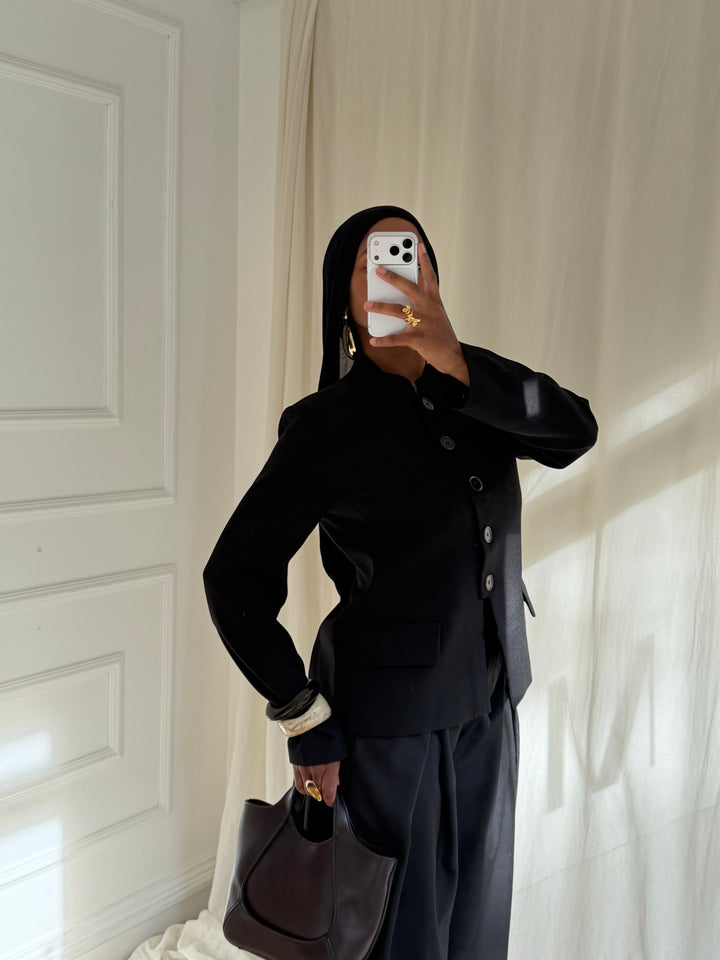 BLAZER PREMIUM COURT À BOUTONS NOIR