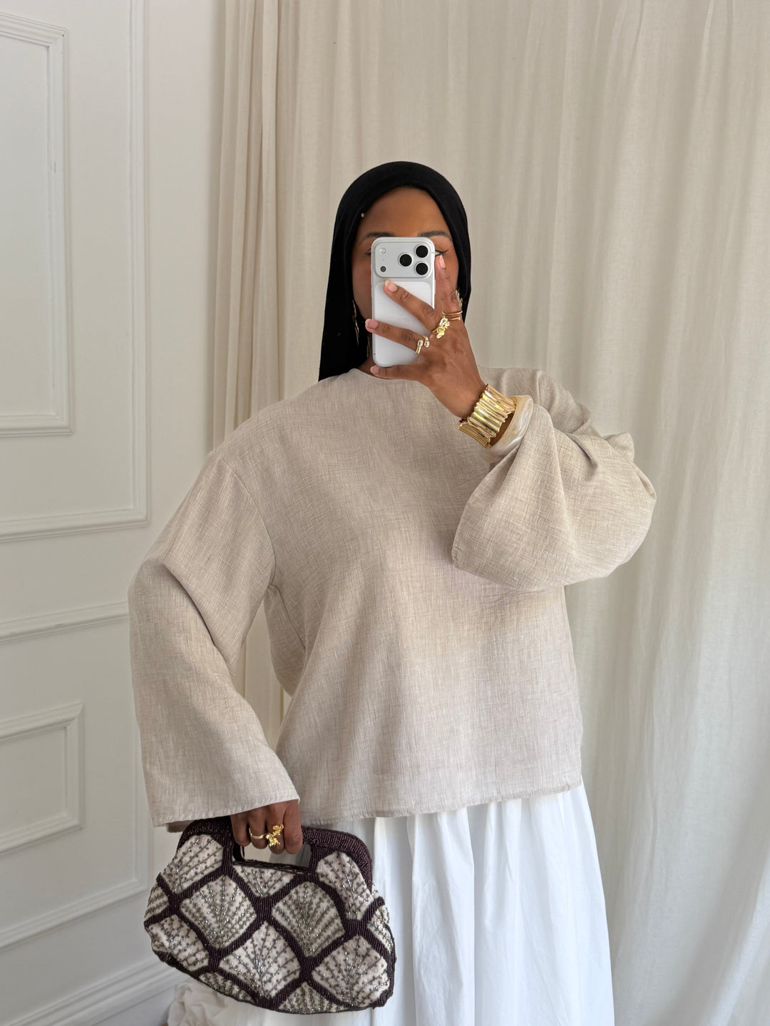 BLOUSE COURTE DOUBLÉE TOUCHÉ LIN