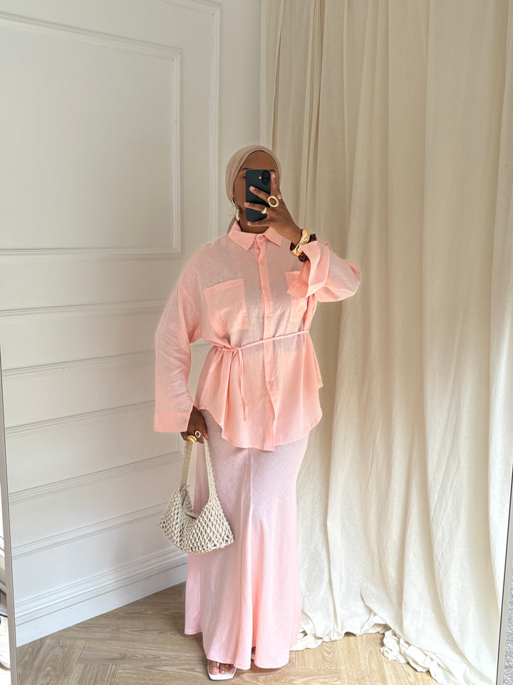 SET LIN JUPE ROSE