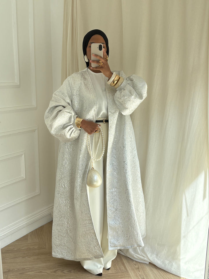 KIMONO BROCARD BLANC ARGENT