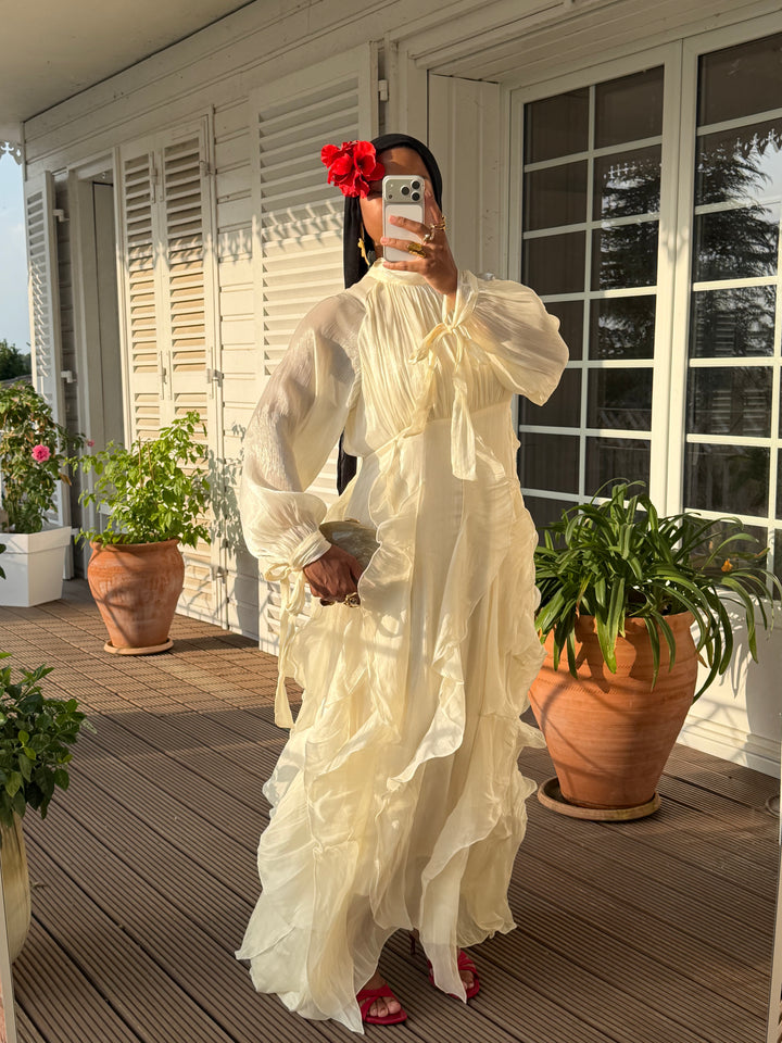 ROBE VOLANTS SIGNATURE CRÈME