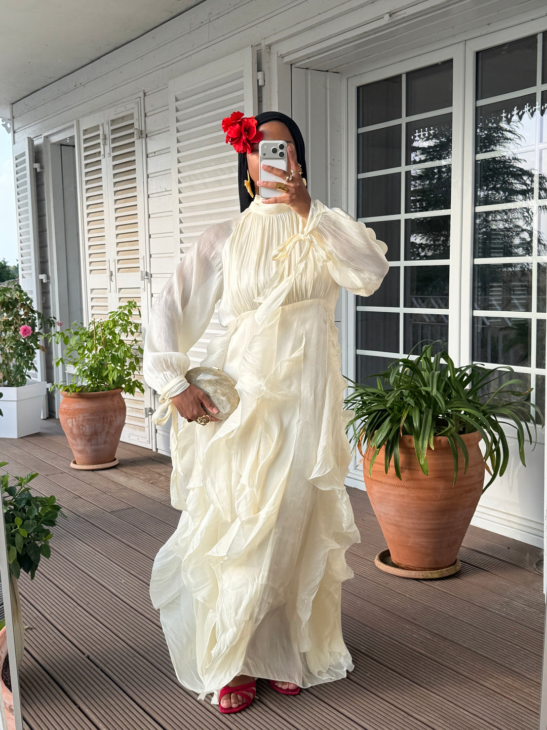 ROBE VOLANTS SIGNATURE CRÈME