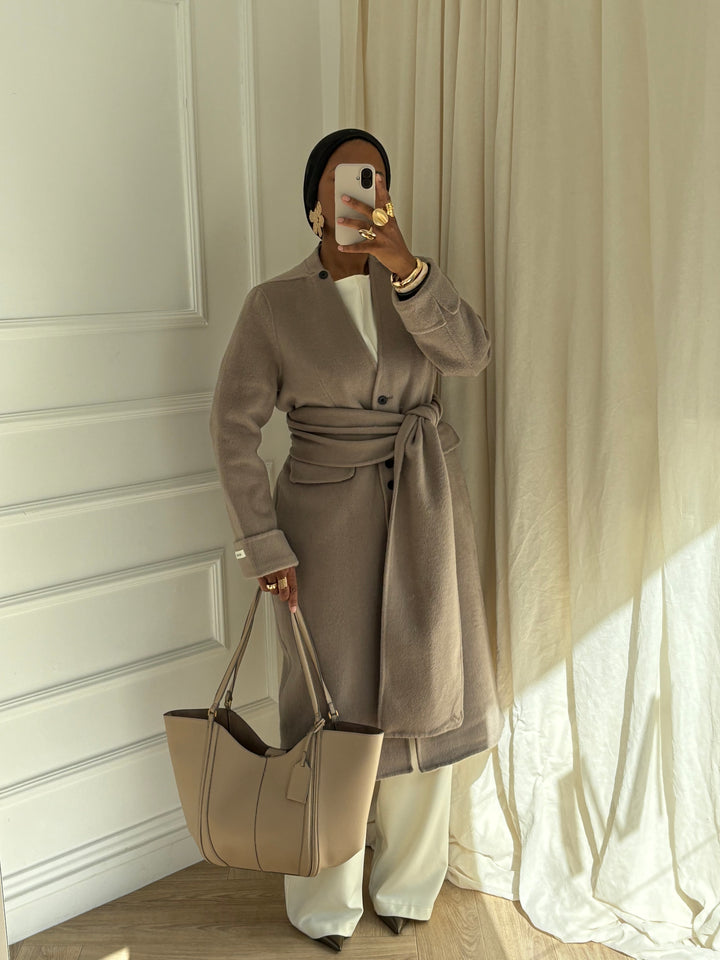 MANTEAU ÉCHARPE - Luxe Coffee