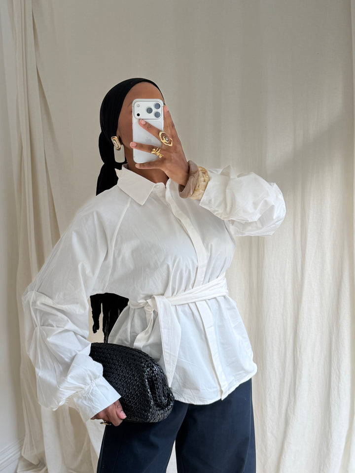 CHEMISE MANCHES BOUFFANTES  
 BLANC
