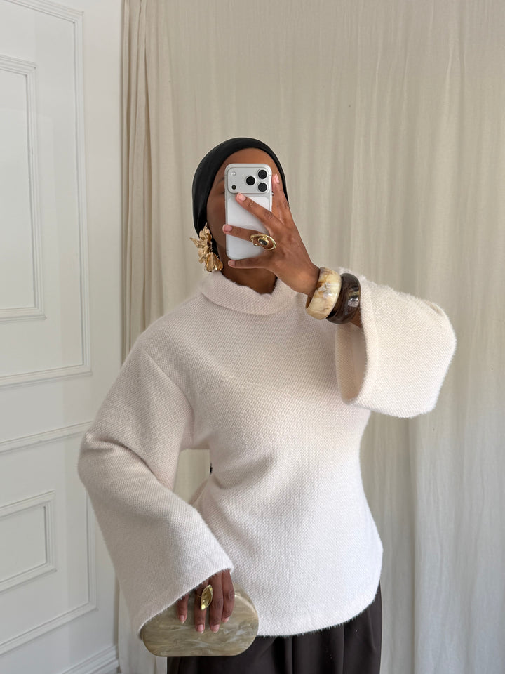 PULL COL MONTANT BLANC