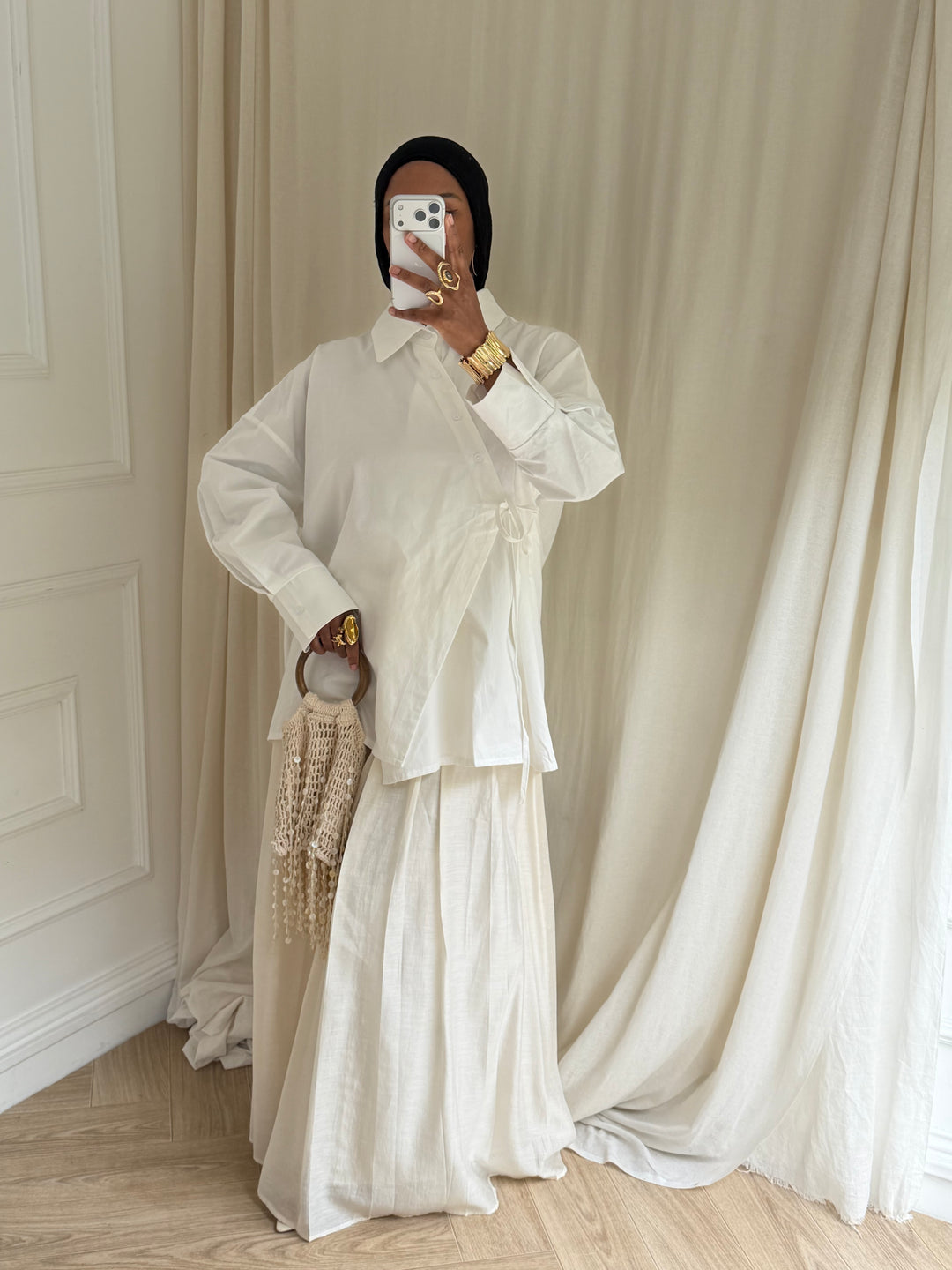 BLOUSE OVERSIZE A NOUER BLANCHE