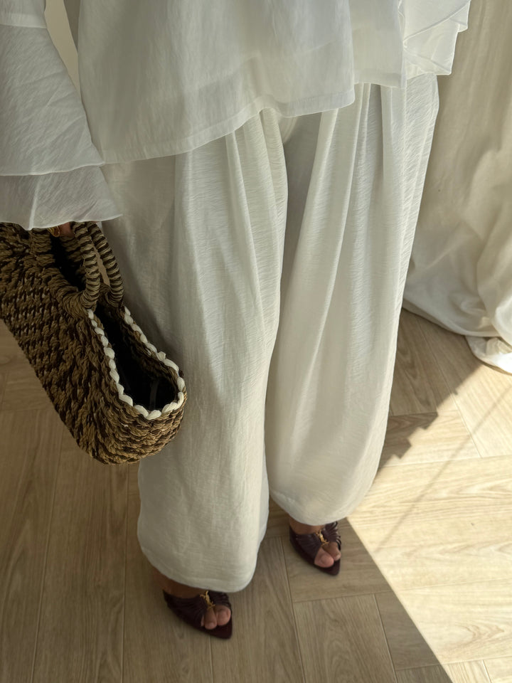 PANTALON LARGE BASIC BLANC