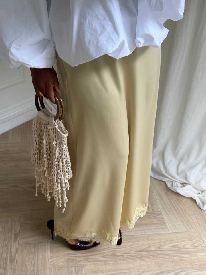 JUPE SATIN DENTELLA JAUNE
