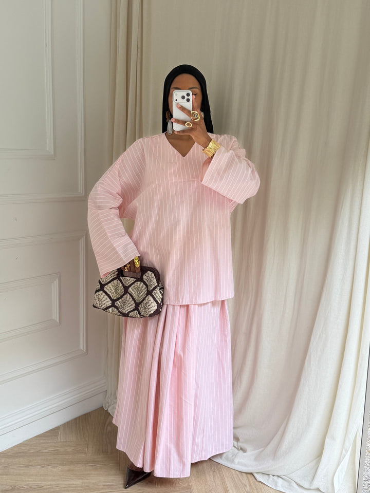 ENSEMBLE JUPE À RAYURES