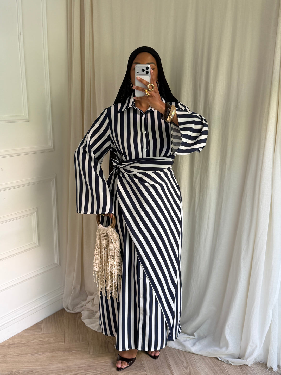 ROBE À RAYURES MAELYS BLEU MARINE