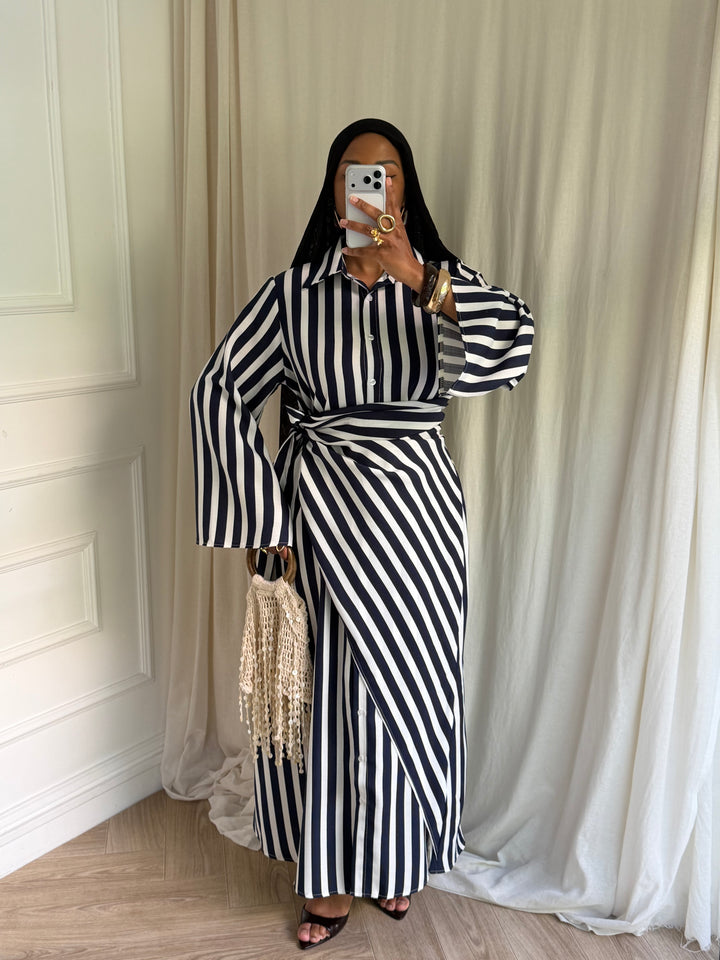 ROBE À RAYURES MAELYS BLEU MARINE