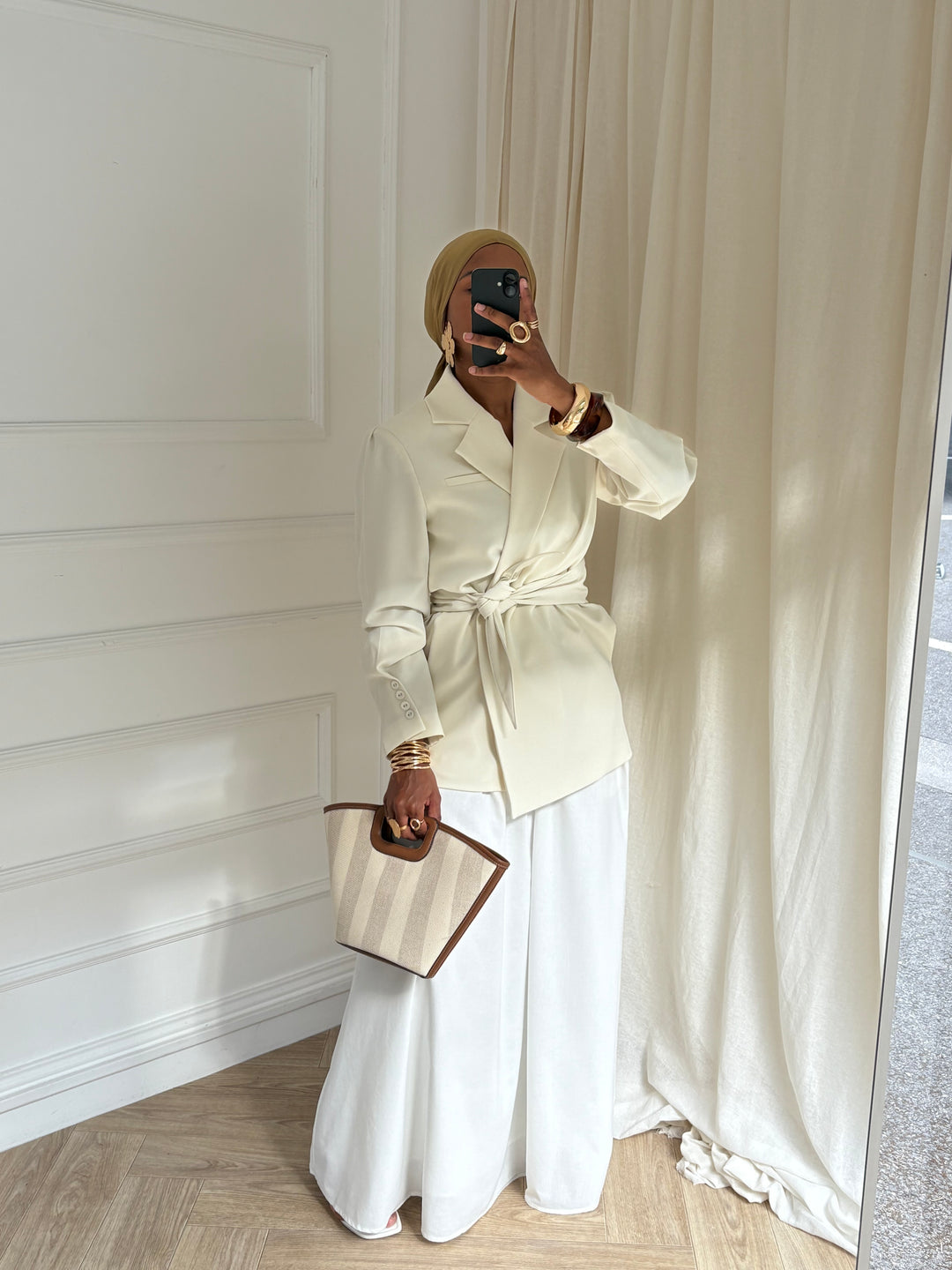 BLAZER PREMIUM CEINTURE ÉCRU