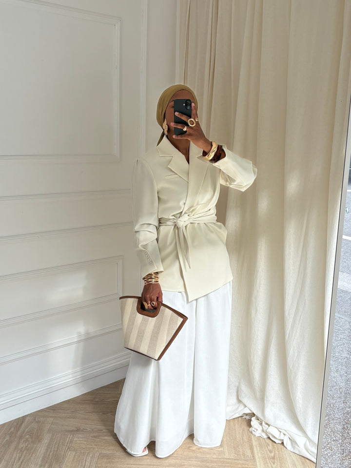 BLAZER PREMIUM CEINTURE ÉCRU