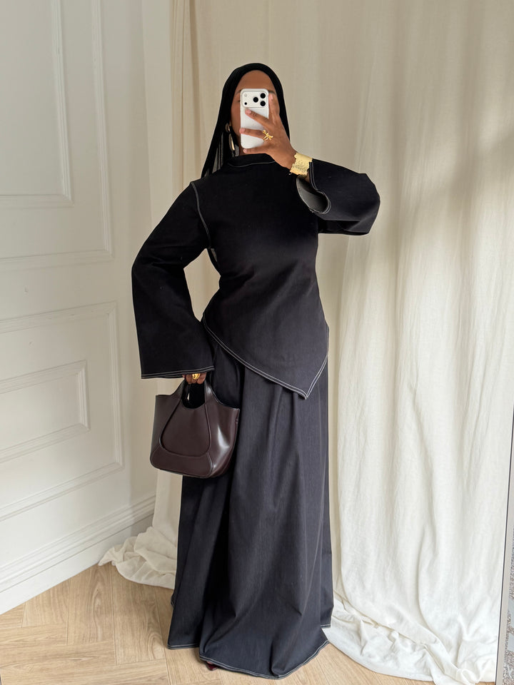 SET JUPE STYLE JEAN NOIR