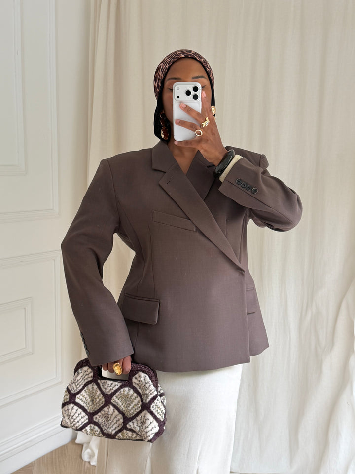 BLAZER CROISÉ PREMIUM MARRON