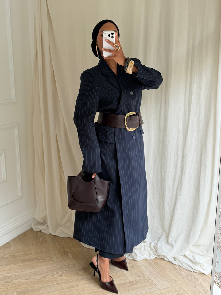 VESTE LONGUE BLAZER A RAYURES