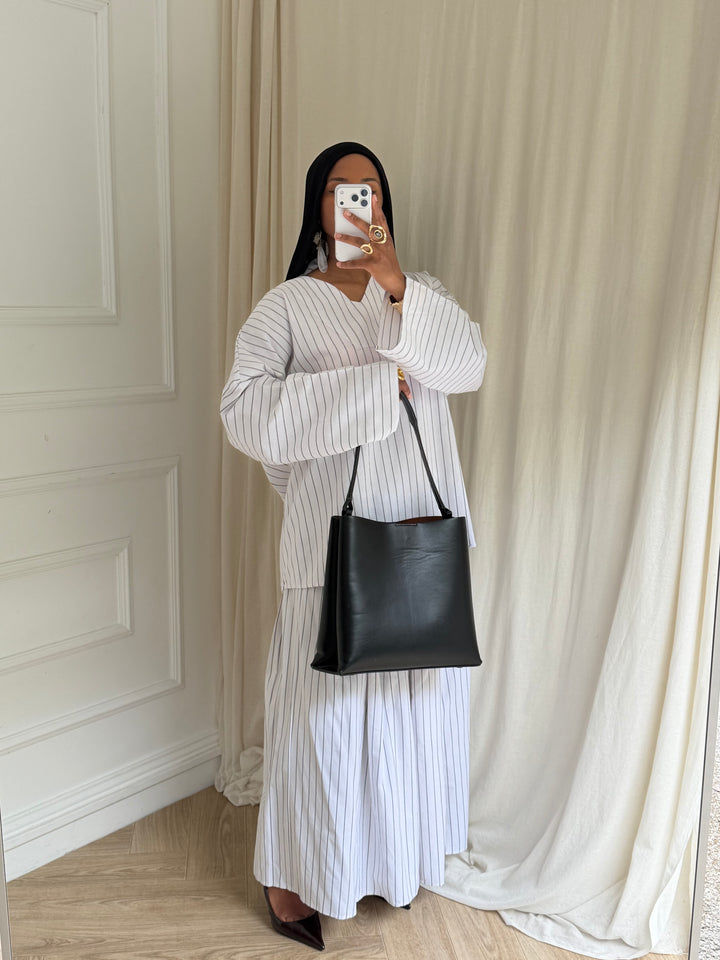 ENSEMBLE JUPE À RAYURES BLANC