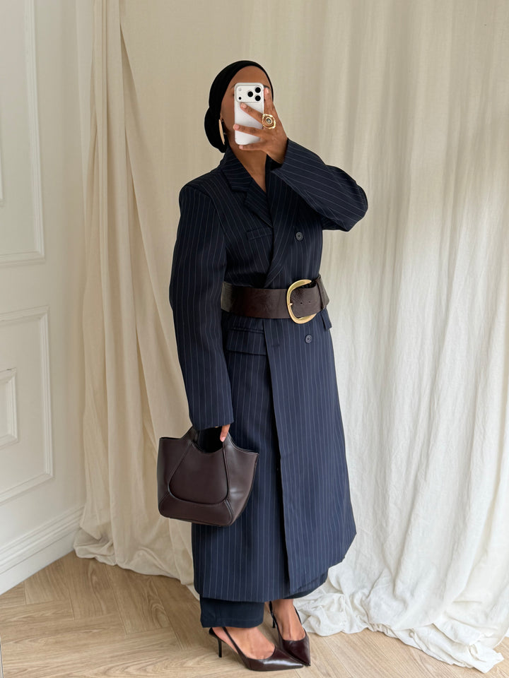 VESTE LONGUE BLAZER A RAYURES