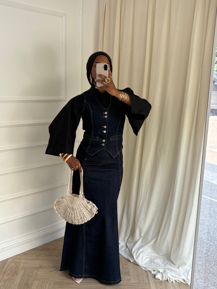 LA VESTE DENIM SANS MANCHES