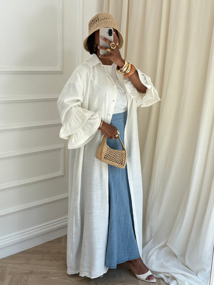 ROBE CHEMISE VOLANT BLANCHE