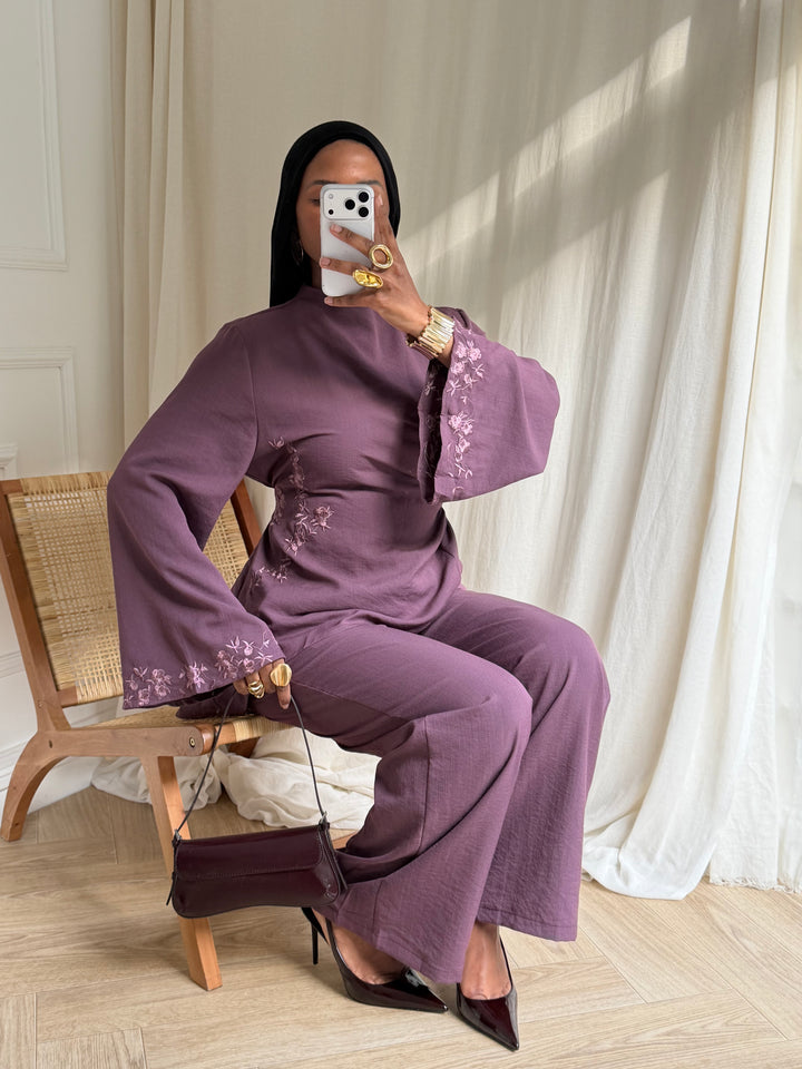 ENSEMBLE BRODERIE PRUNE