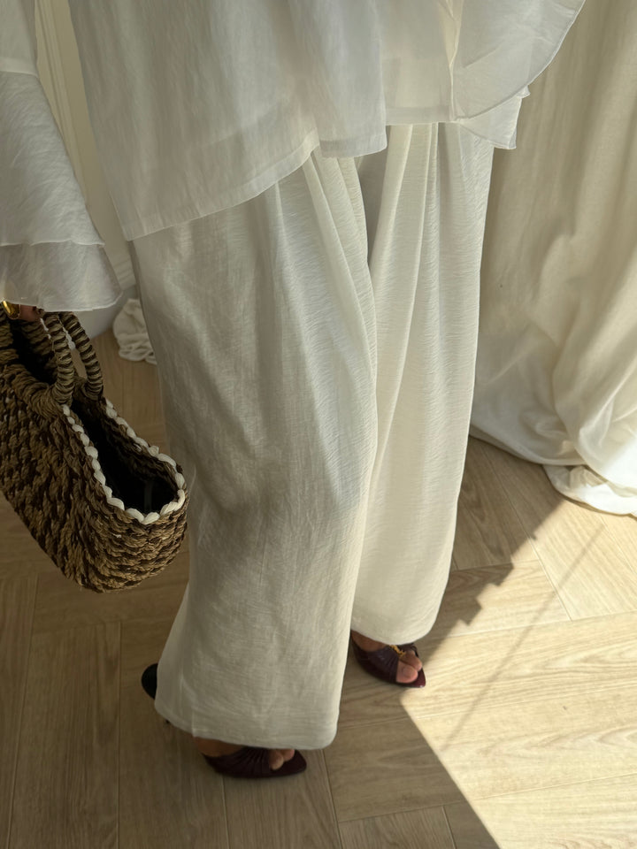 PANTALON LARGE BASIC BLANC