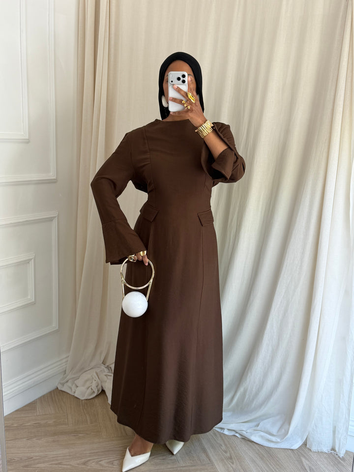 ROBE BELLA PRINTEMPS MARRON