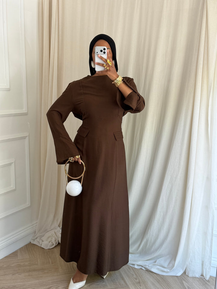 ROBE BELLA PRINTEMPS MARRON