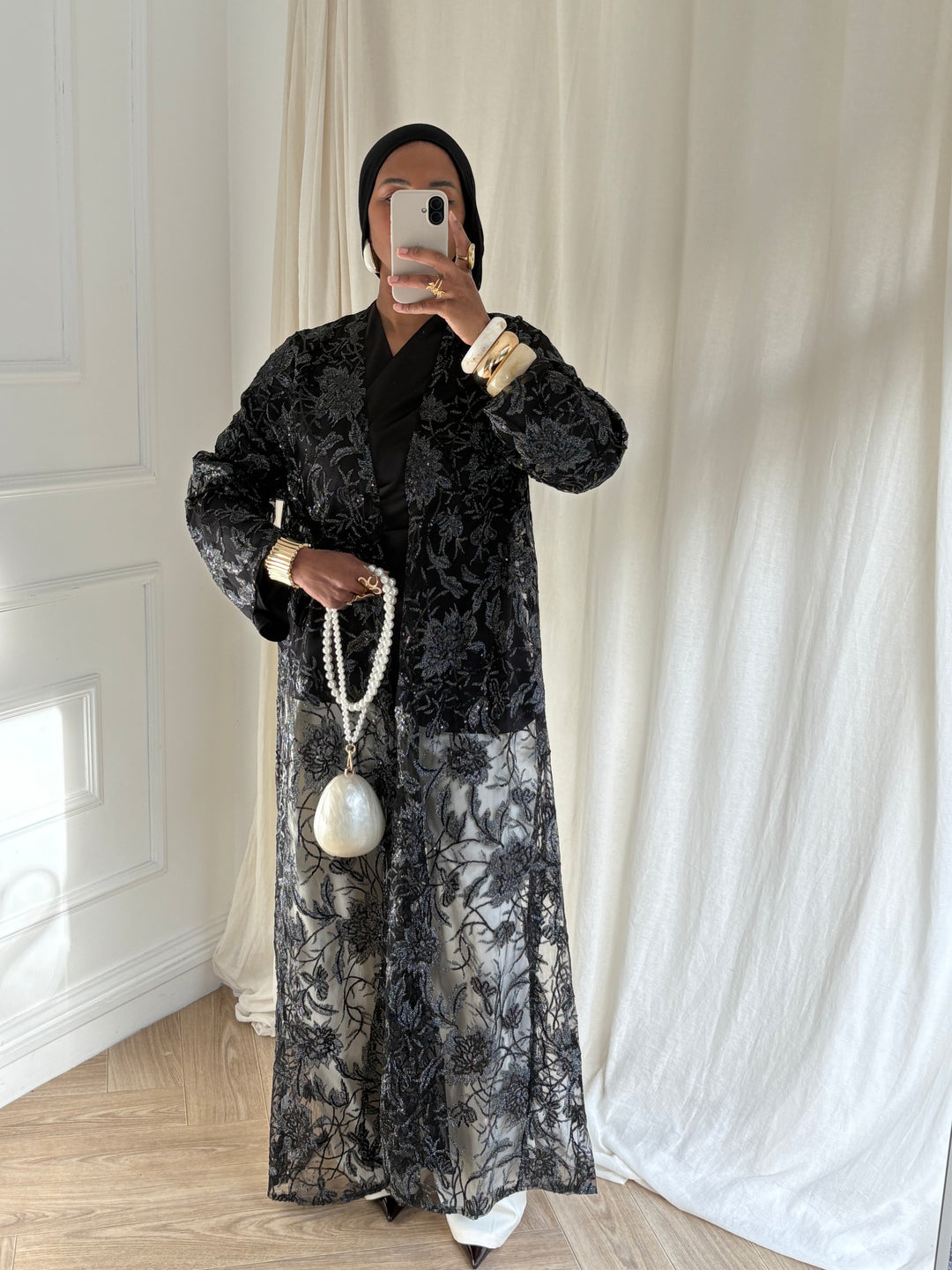 SET KIMONO GLITTER NOIR