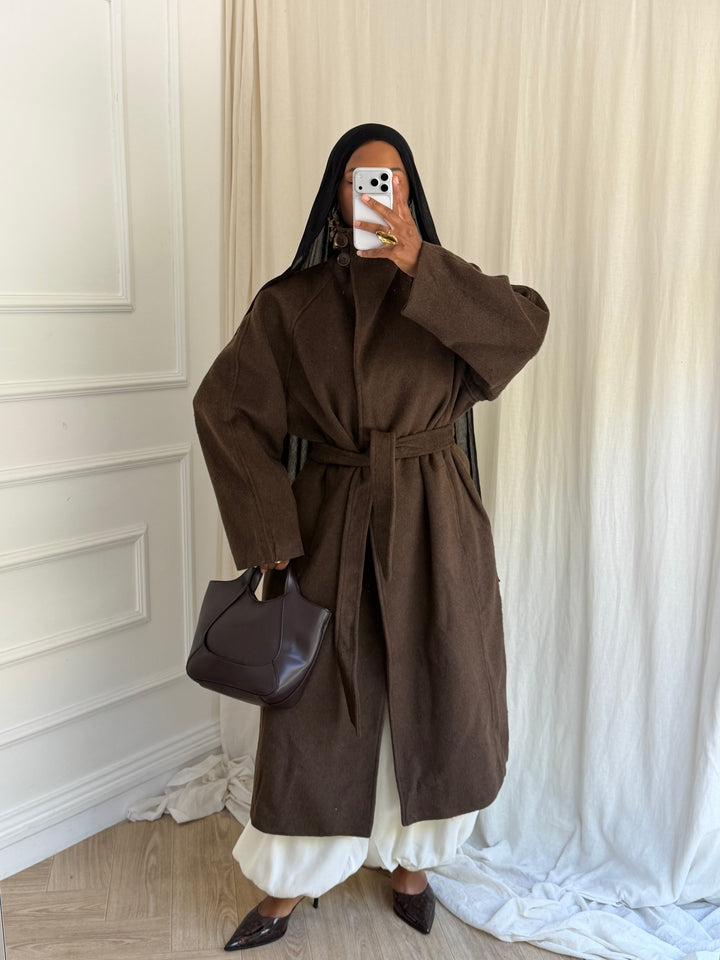 MANTEAU COAT LAINE MARRON