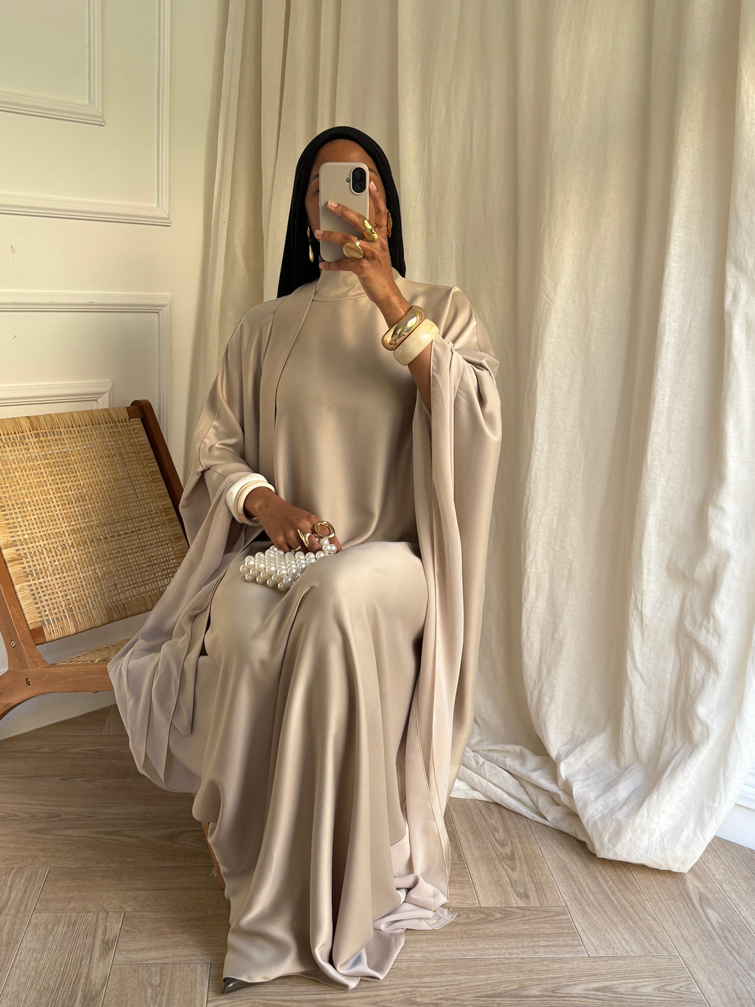 ABAYA SATIN BEIGE