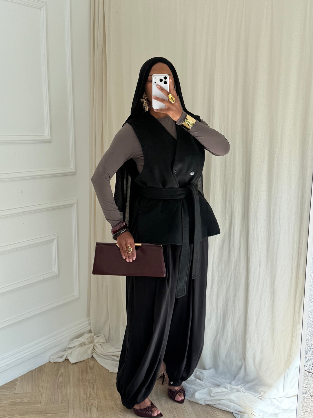 BLAZER PREMIUM SANS MANCHES LAINE NOIR