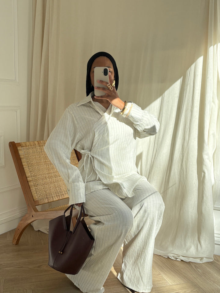ENSEMBLE À RAYURES BLANC