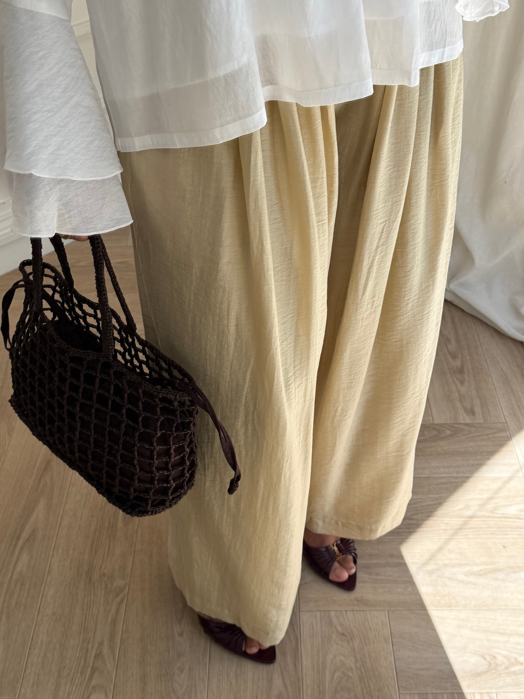PANTALON LARGE OCRE
