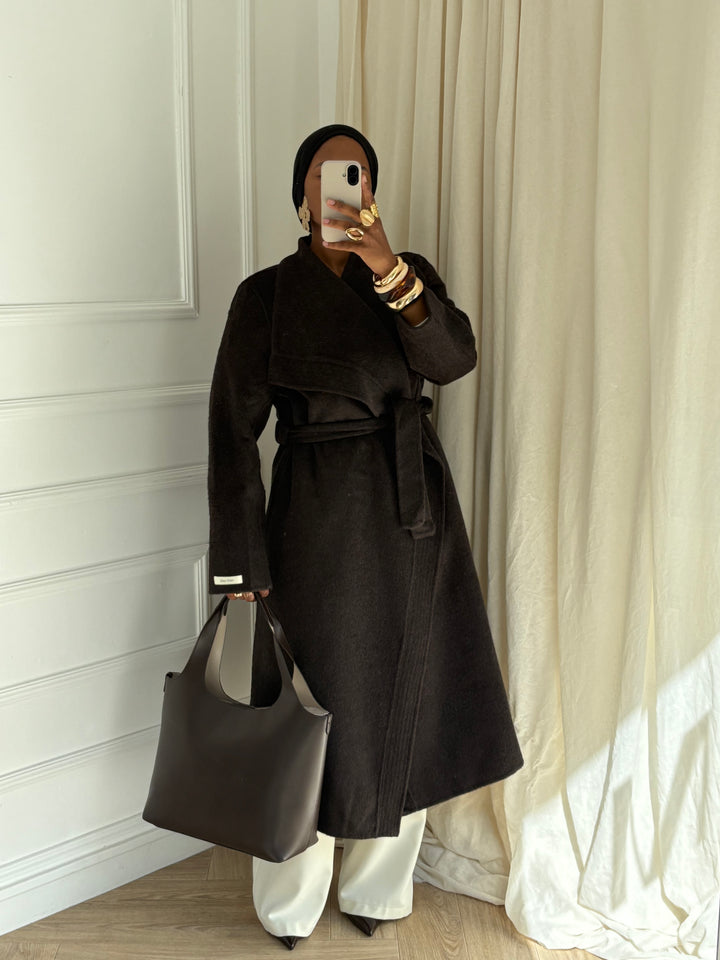 MANTEAU LONG JANE - Collection Luxe COFFEE