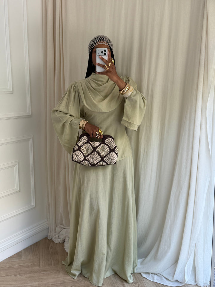 ENSEMBLE HANNA VERT AMANDE