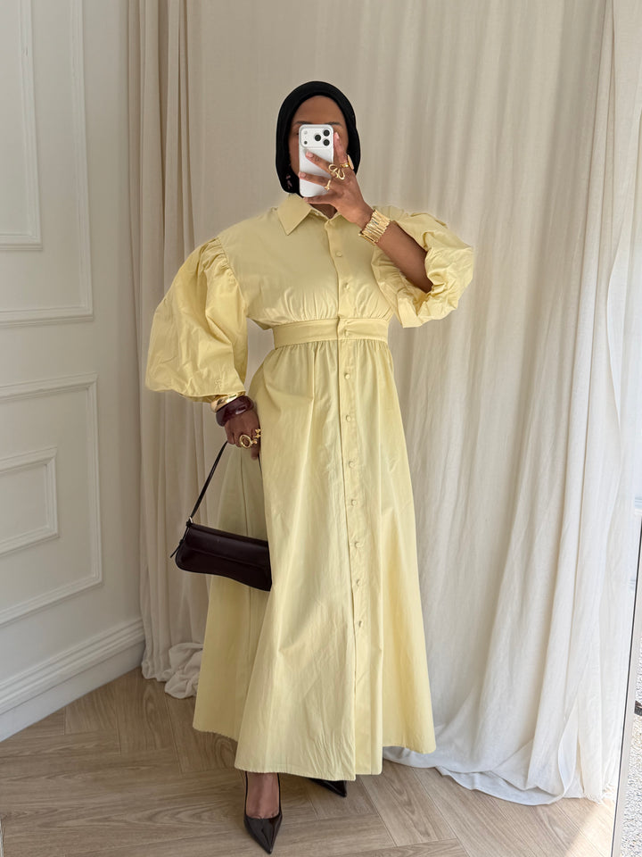 ROBE MANCHE BALLON JAUNE
