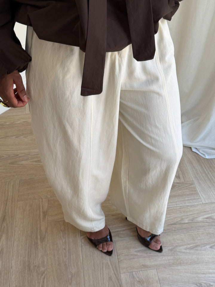 PANTALON FLUIDE COTON BEIGE