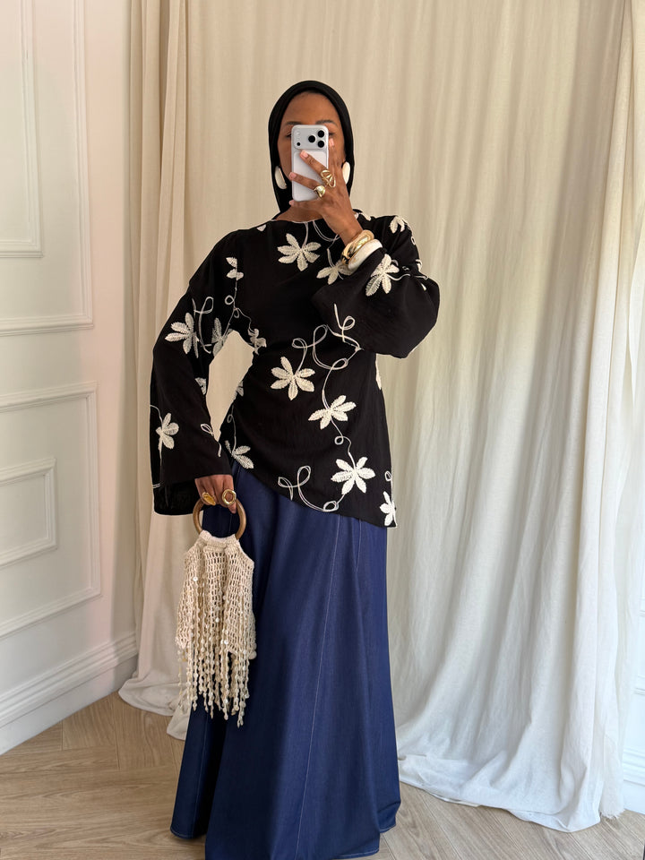 BLOUSE FLOWER NOIRE