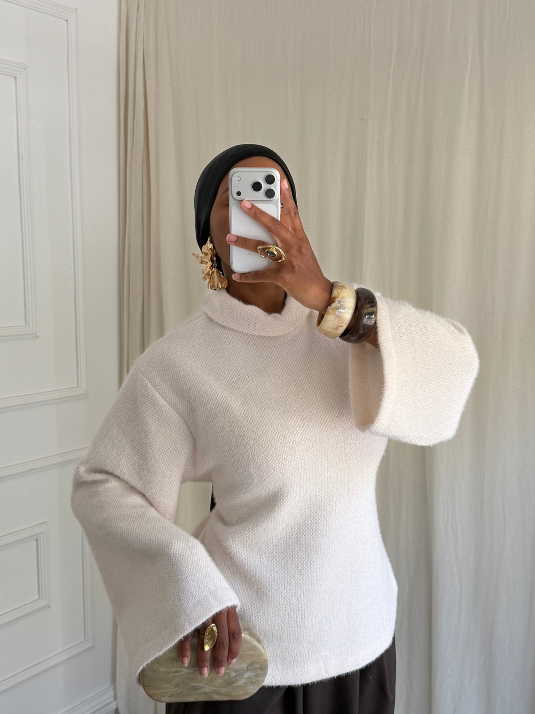 PULL COL MONTANT BLANC
