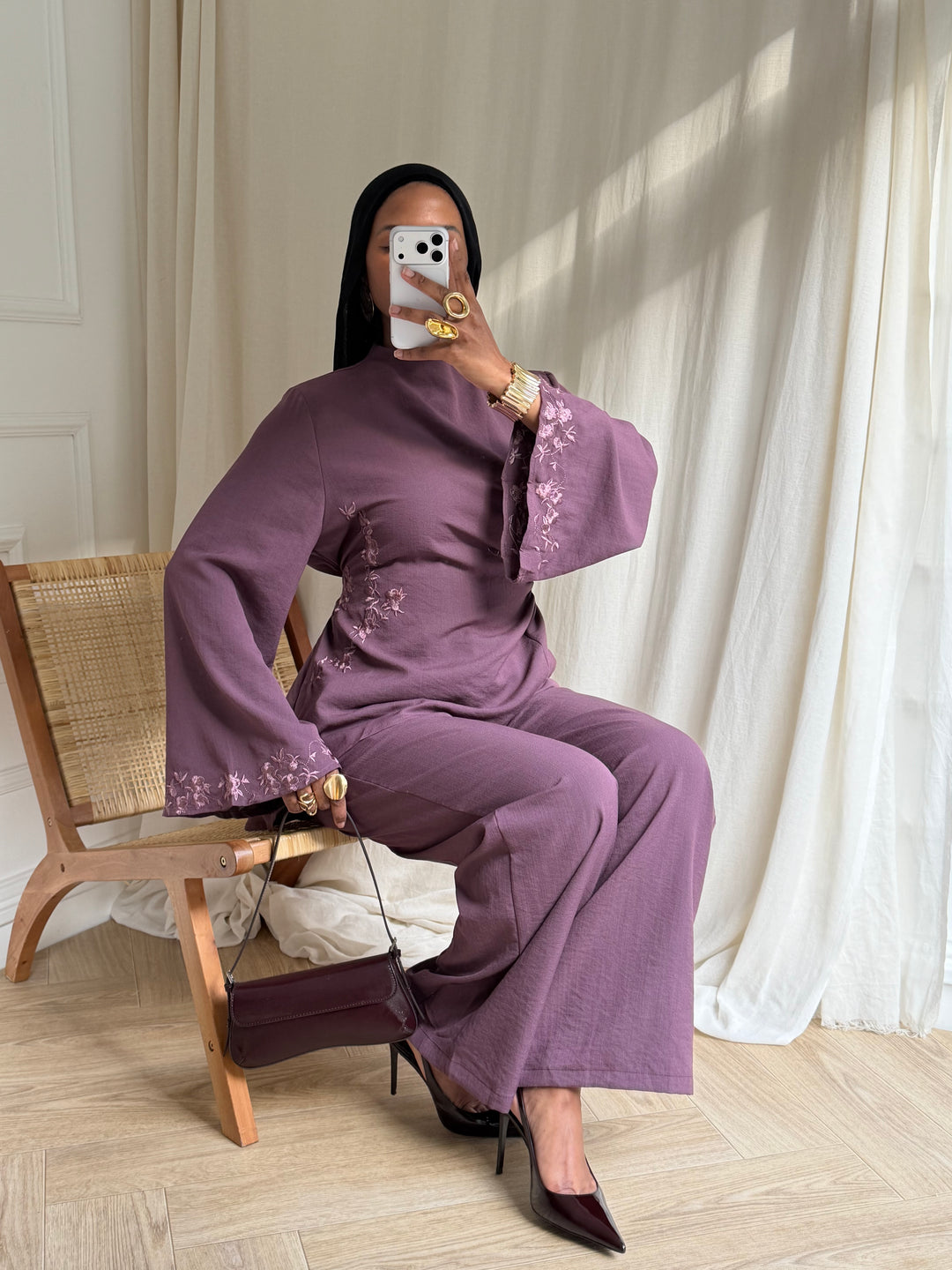 ENSEMBLE BRODERIE PRUNE