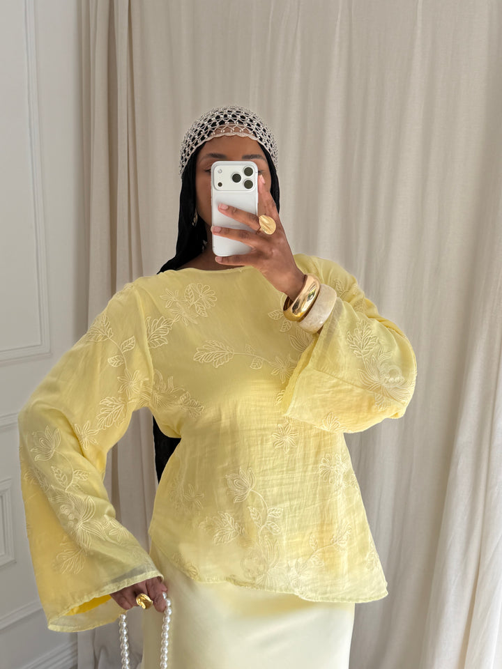 BLOUSE BRODERIE JAUNE