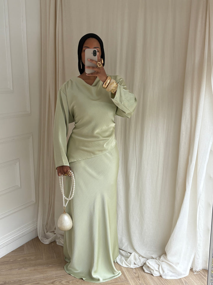 SET JUPE SATIN MENTHE