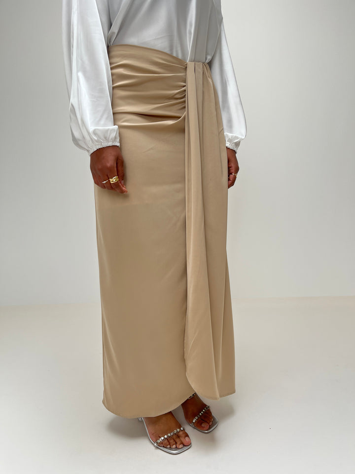 JUPE DRAPÉE BEIGE