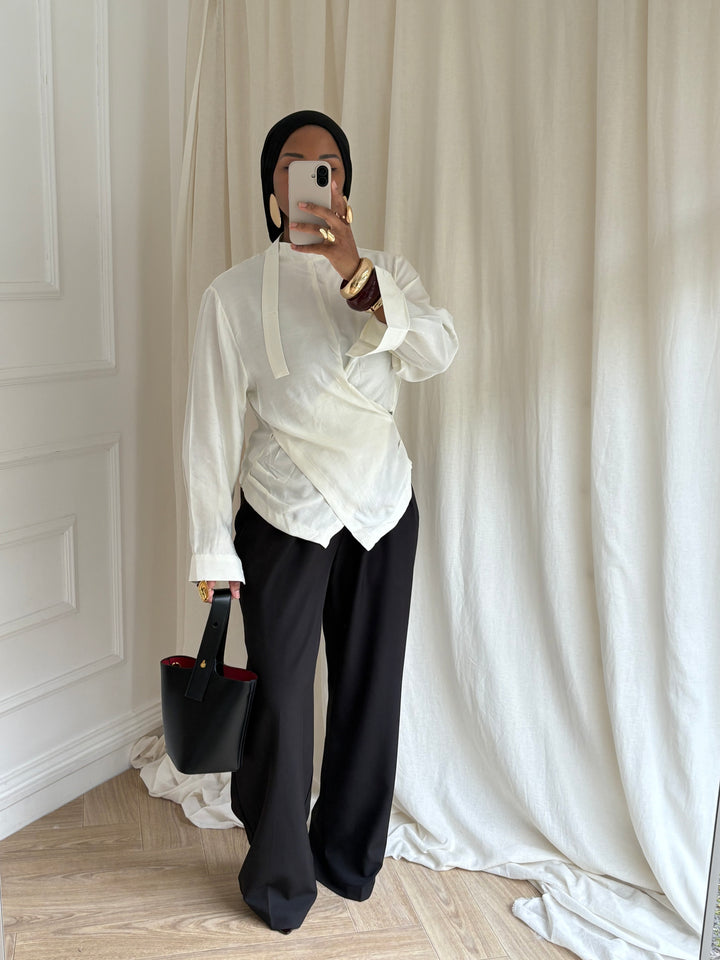 BLOUSE COURTE CROISÉ CRÈME
