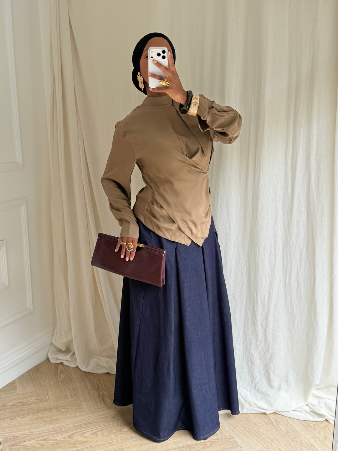 BLOUSE COURTE CROISÉ CAMEL