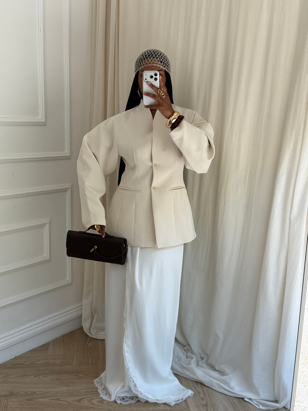 VESTE BLAZER CINTRÉ CRÈME