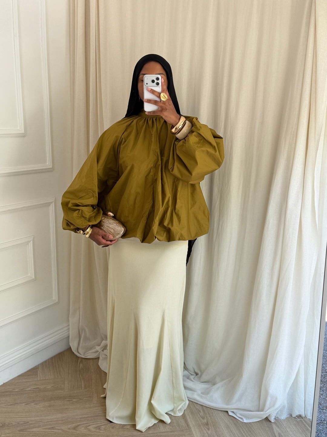 BLOUSE À COTON BOULE OLIVE